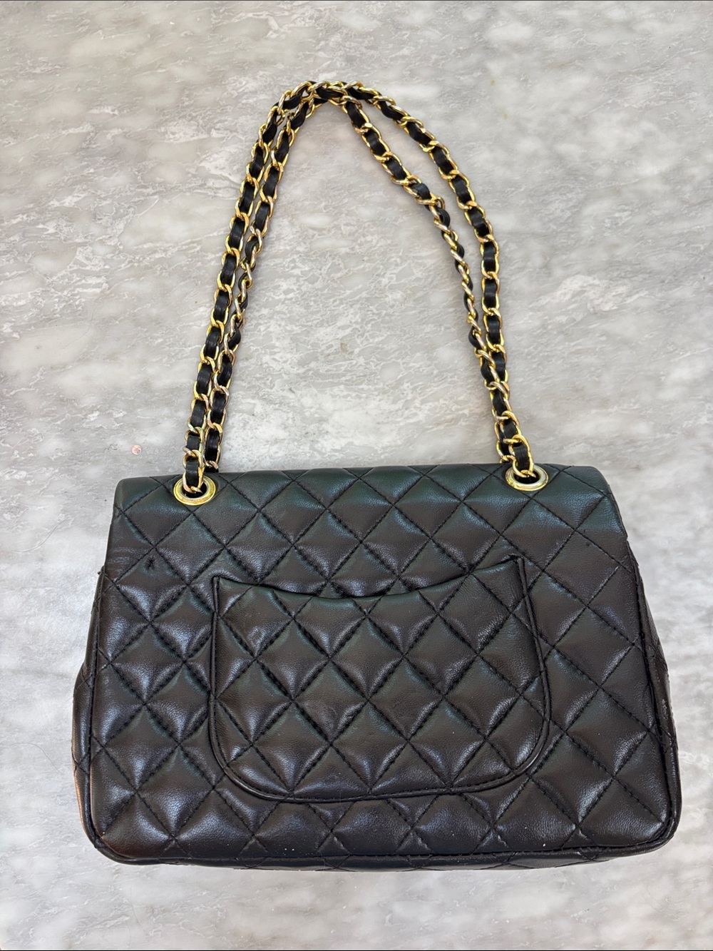 Chanel Double Flap Black Lambskin Quilted Chain-Handle Shoulder Bag - Picture 5 of 12